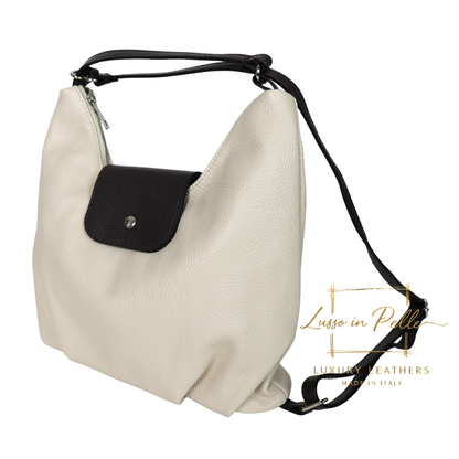 Grain Leather Two-Way Backpack & Crossbody