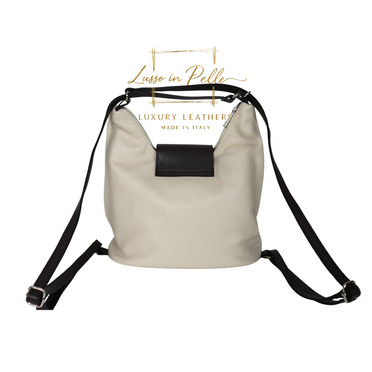 Grain Leather Two-Way Backpack & Crossbody