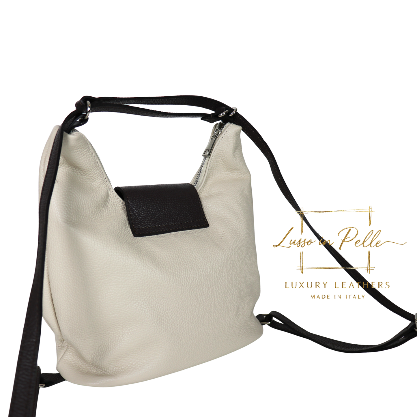 Grain Leather Two-Way Backpack & Crossbody
