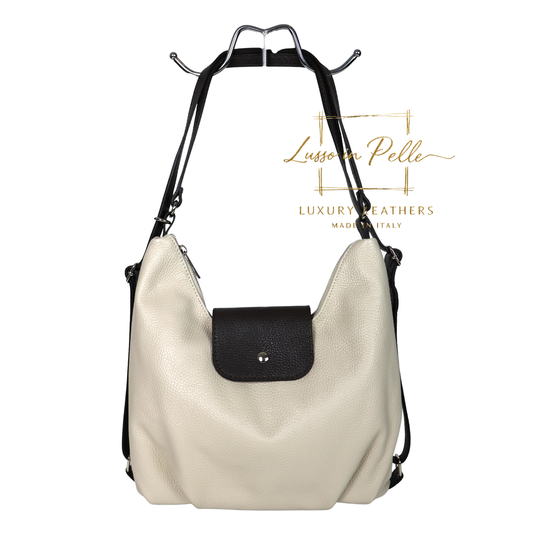 Grain Leather Two-Way Backpack & Crossbody