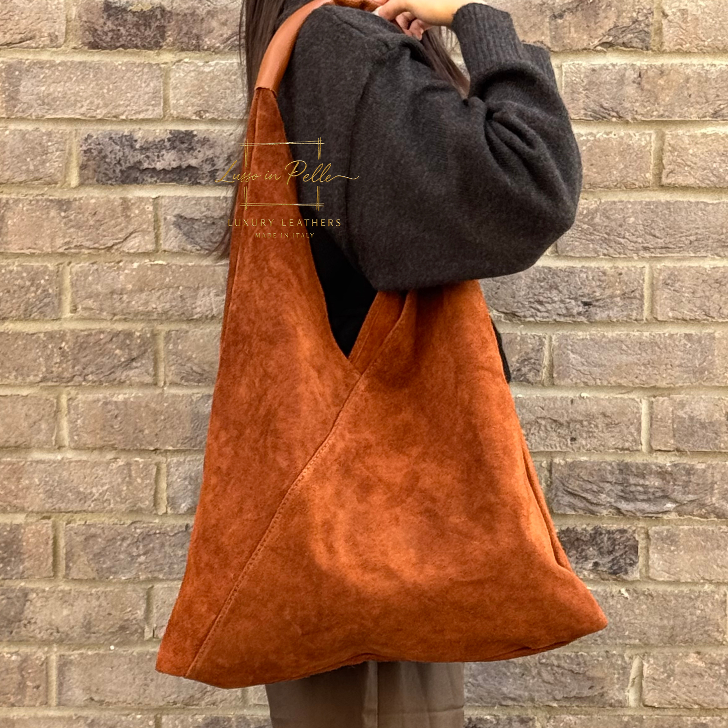 Large Genuine Italian Suede Tote Bag