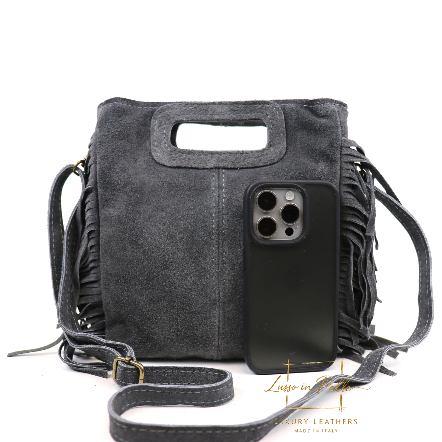 Suede Boho Tassel Crossbody Bag with Adjustable Detachable Straps