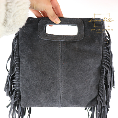 Suede Boho Tassel Crossbody Bag with Adjustable Detachable Straps