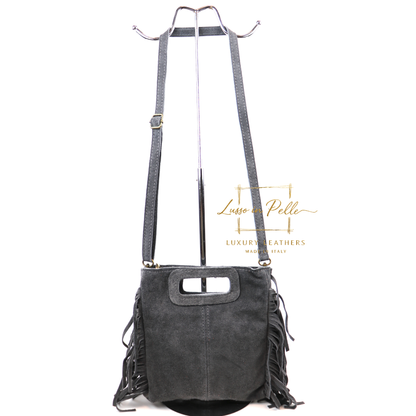 Suede Boho Tassel Crossbody Bag with Adjustable Detachable Straps
