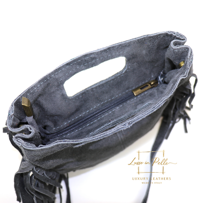 Suede Boho Tassel Crossbody Bag with Adjustable Detachable Straps