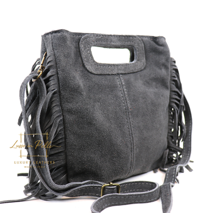 Suede Boho Tassel Crossbody Bag with Adjustable Detachable Straps