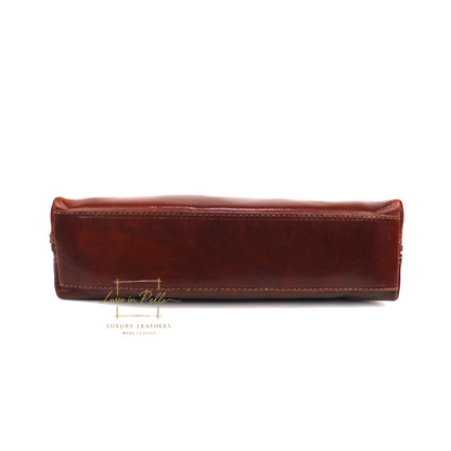 Buffered Leather Elongated Structured Florence Shoulder Bag