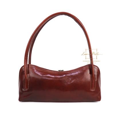 Buffered Leather Elongated Structured Florence Shoulder Bag