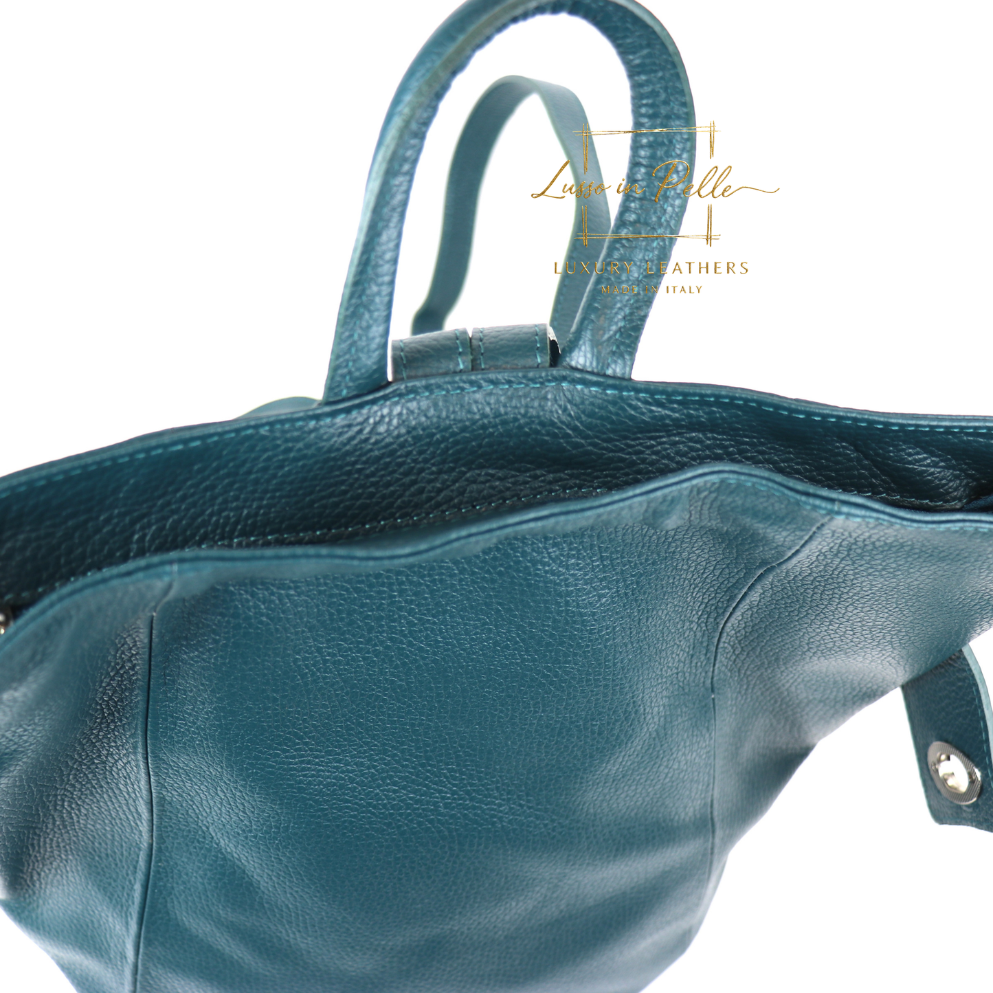 Fold-over Pebbled Leather Backpack
