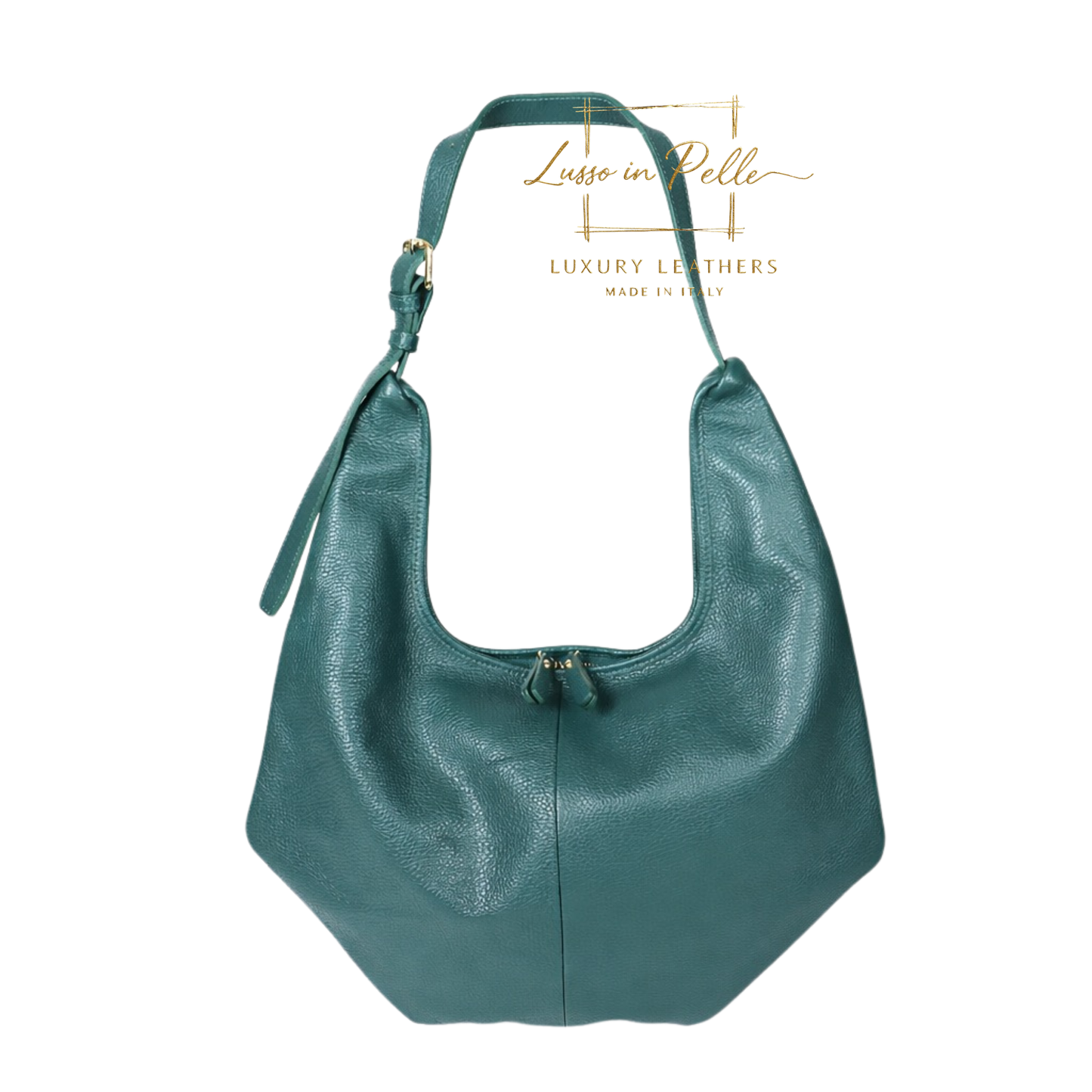 Pebbled Leather Hobo Shoulder Bag with Adjustable Strap