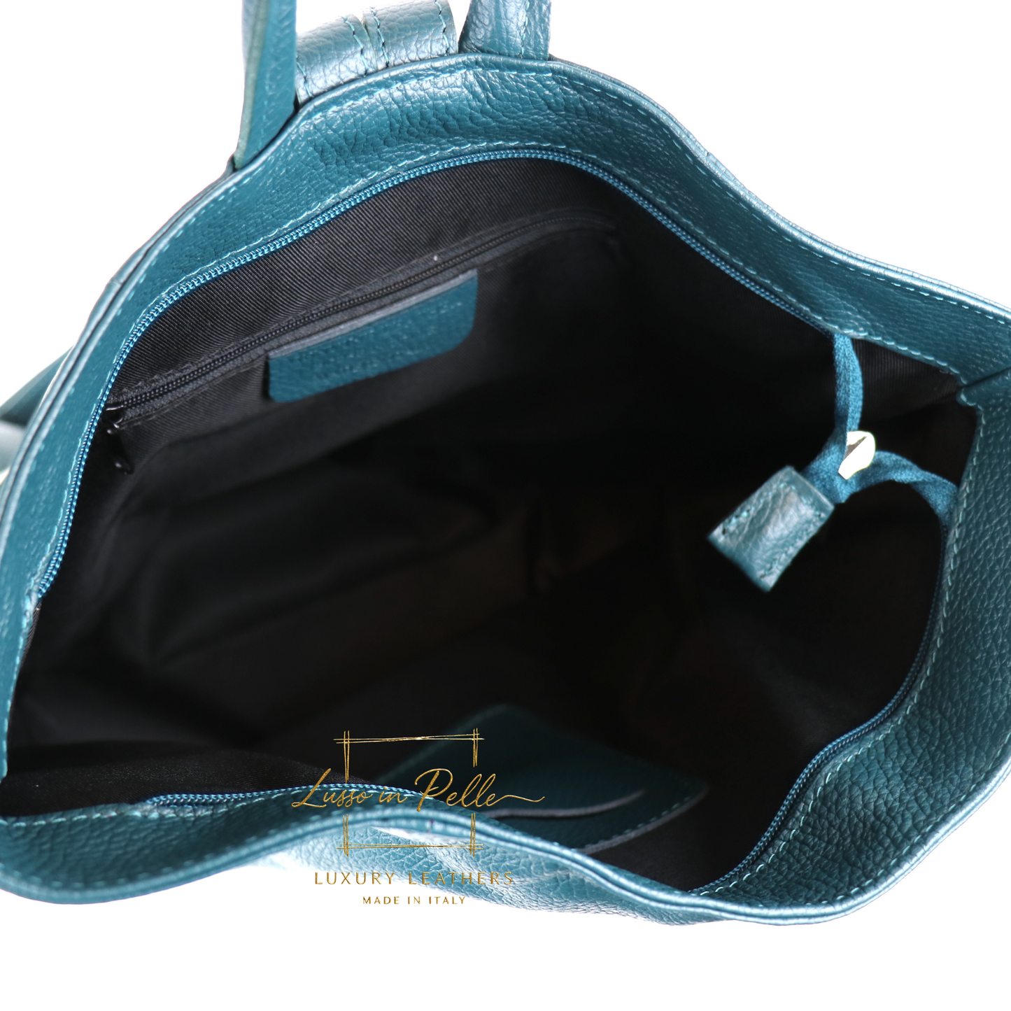 Fold-over Pebbled Leather Backpack