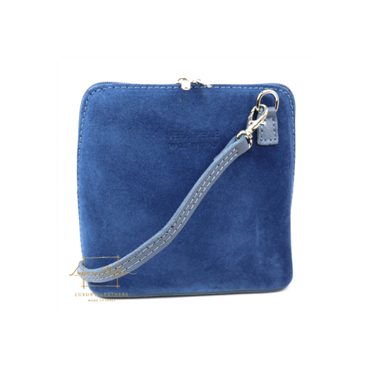 Small Suede Front Grain Leather Handbag with Detachable Straps