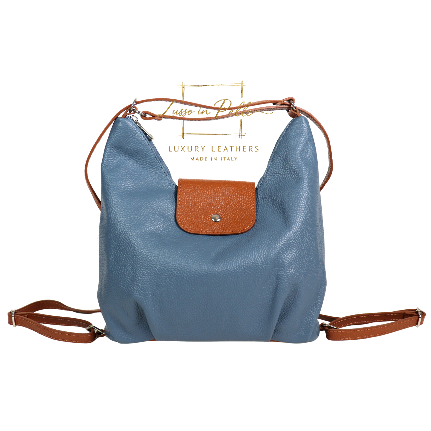 Grain Leather Two-Way Backpack & Crossbody