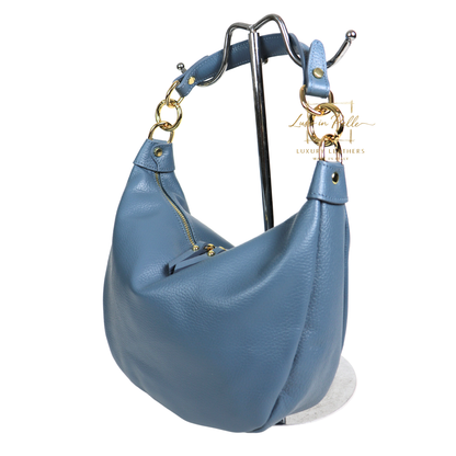 Grain Leather Half Moon Shoulder & Crossbody Bag