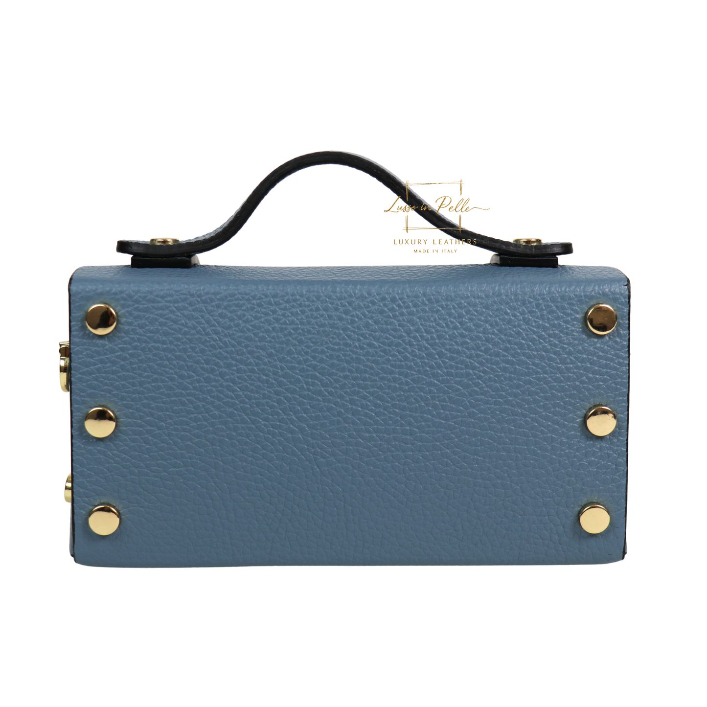 Small Genuine Leather Satchel Bag with Top Handle and Chain Straps