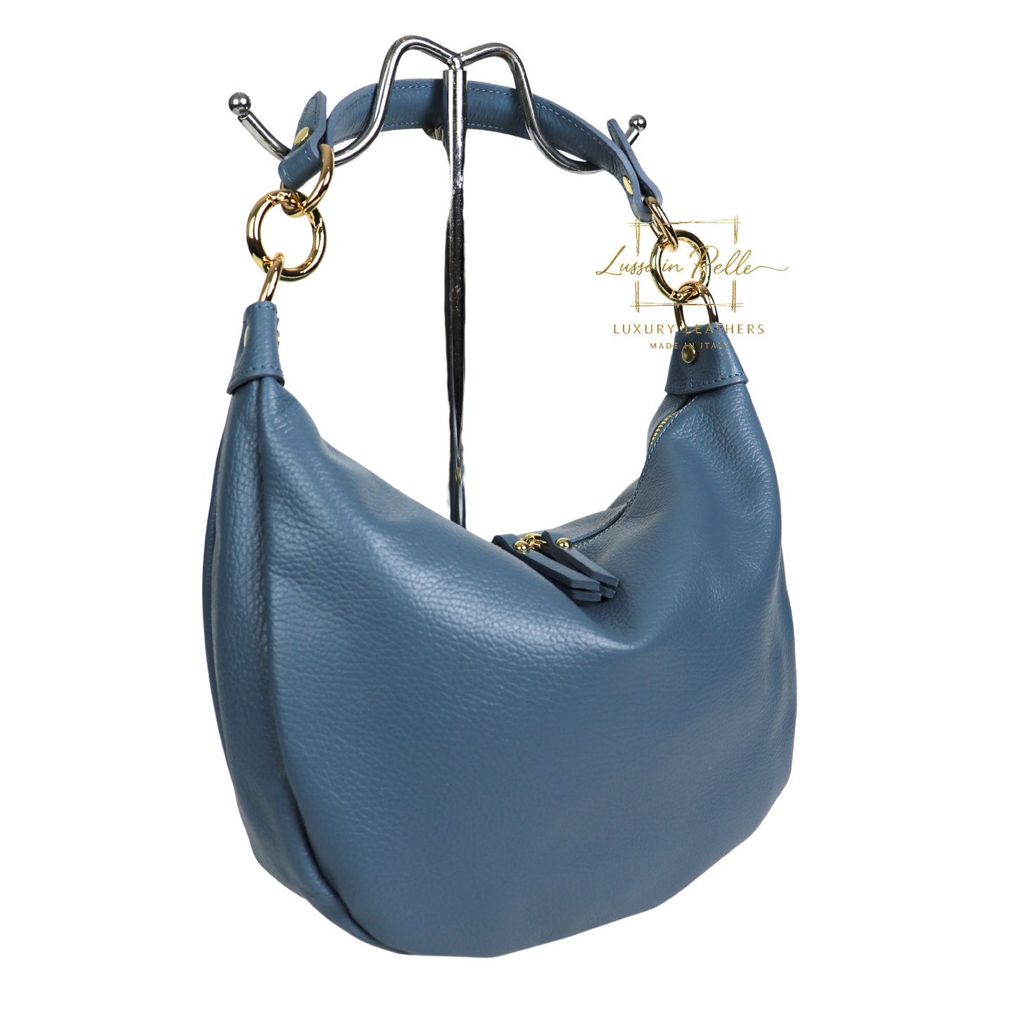 Grain Leather Half Moon Shoulder & Crossbody Bag