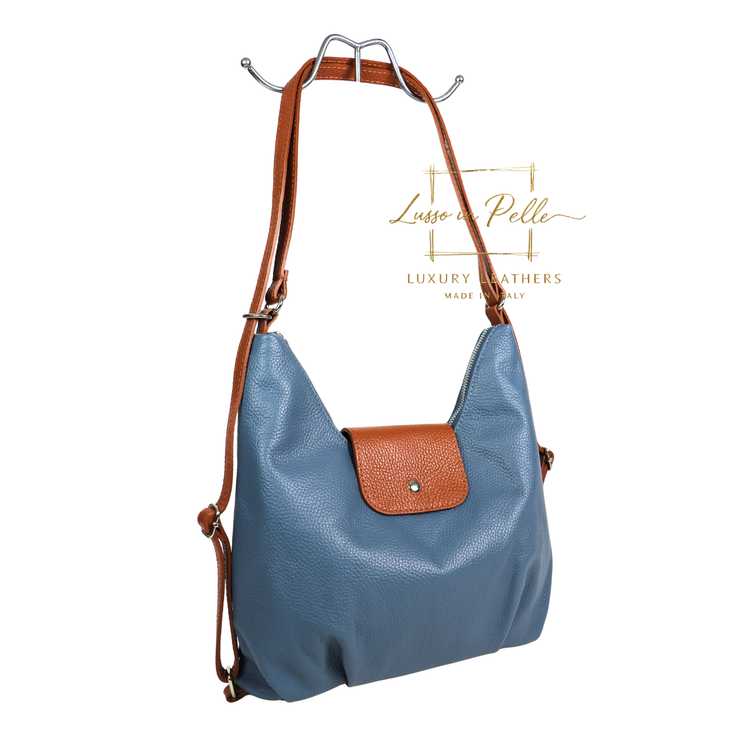 Grain Leather Two-Way Backpack & Crossbody