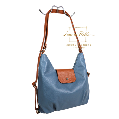 Grain Leather Two-Way Backpack & Crossbody