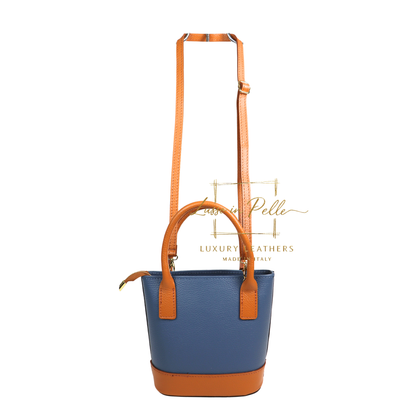 Grain Leather Bucket Bag with Crossbody Strap
