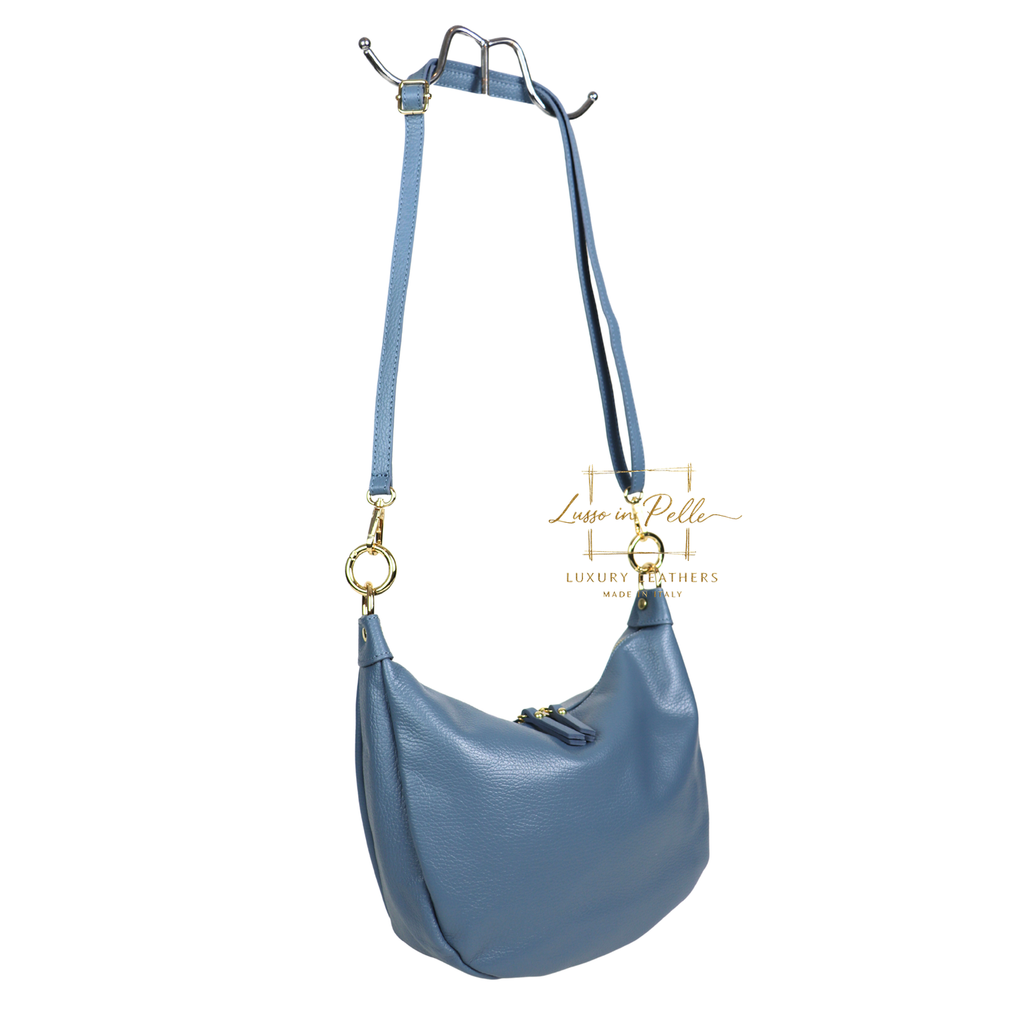 Grain Leather Half Moon Shoulder & Crossbody Bag