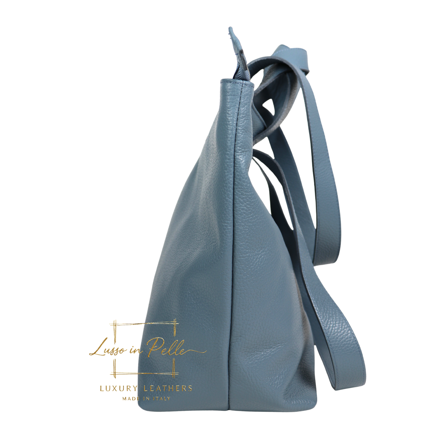 Large Grain Leather Tote Bag with Top Handle and Long Straps