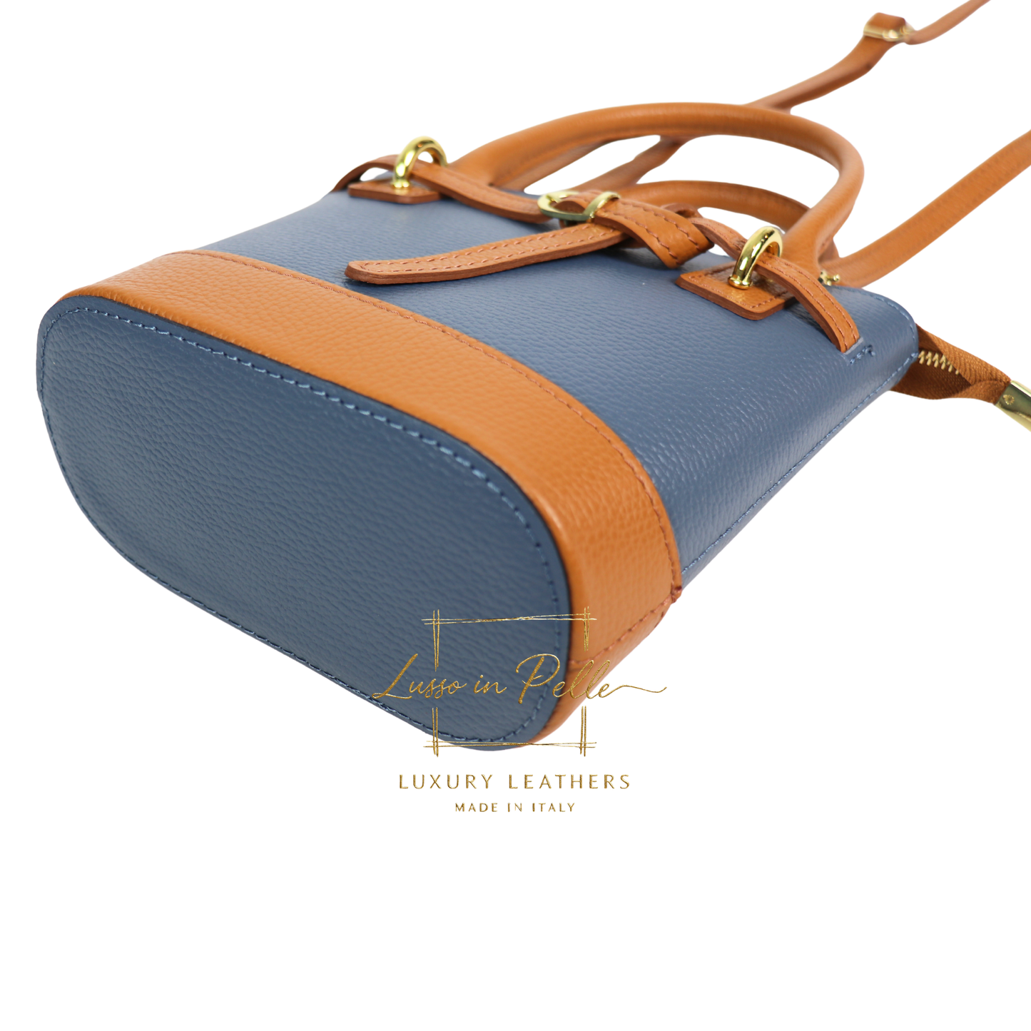 Grain Leather Bucket Bag with Crossbody Strap