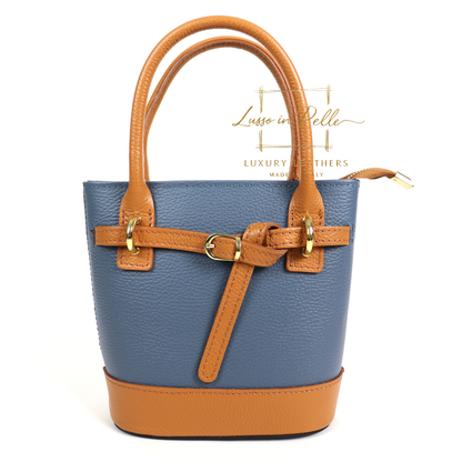 Grain Leather Bucket Bag with Crossbody Strap