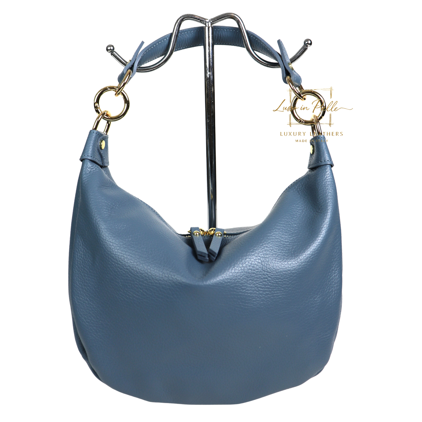 Grain Leather Half Moon Shoulder & Crossbody Bag