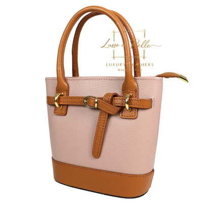Grain Leather Bucket Bag with Crossbody Strap