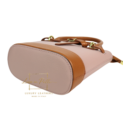 Grain Leather Bucket Bag with Crossbody Strap