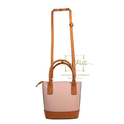Grain Leather Bucket Bag with Crossbody Strap