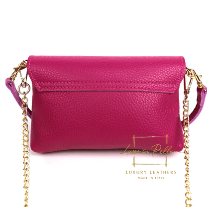 Small Pebbled Leather Clutch/Shoulder/Crossbody Bag with Bamboo-Style Clasp