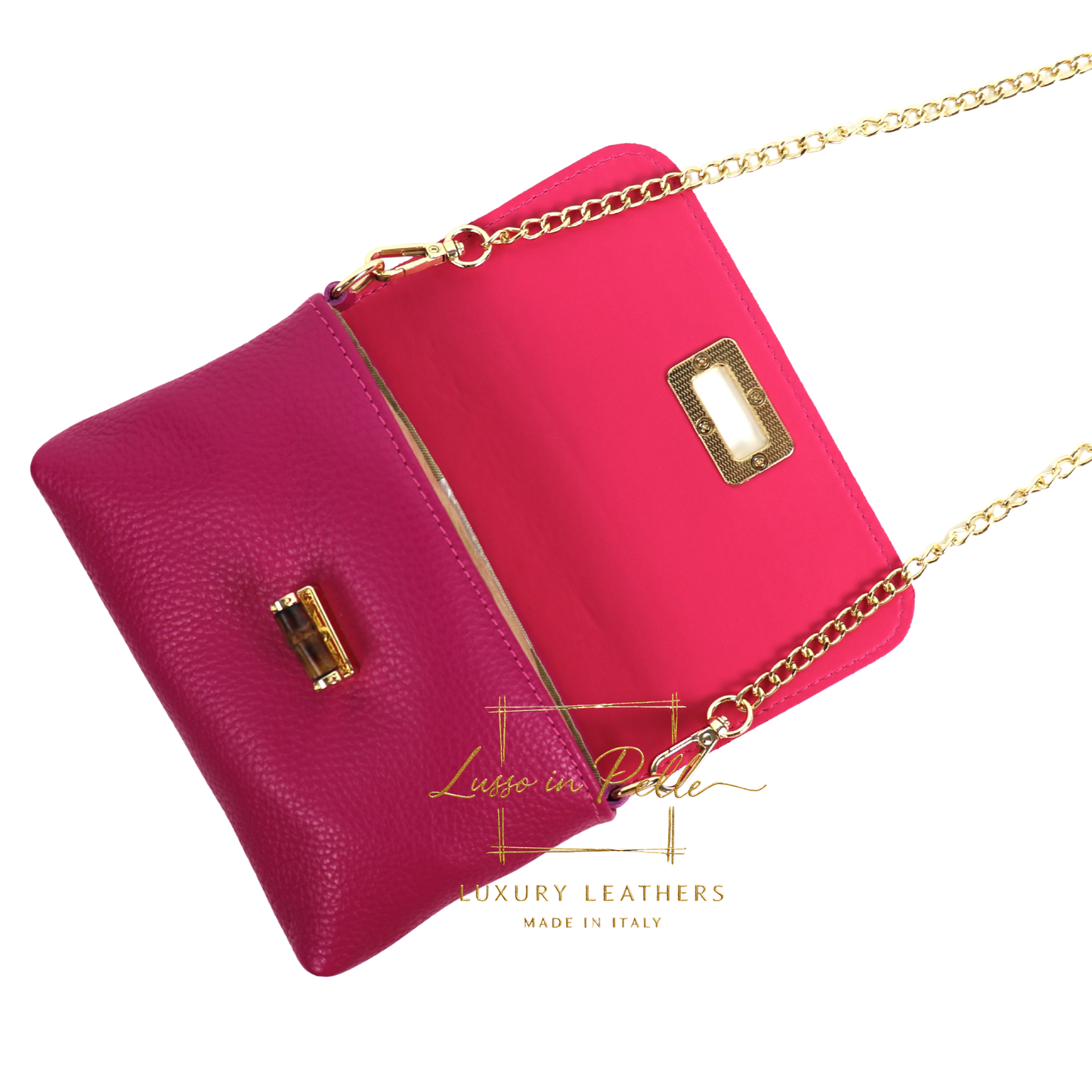 Small Pebbled Leather Clutch/Shoulder/Crossbody Bag with Bamboo-Style Clasp