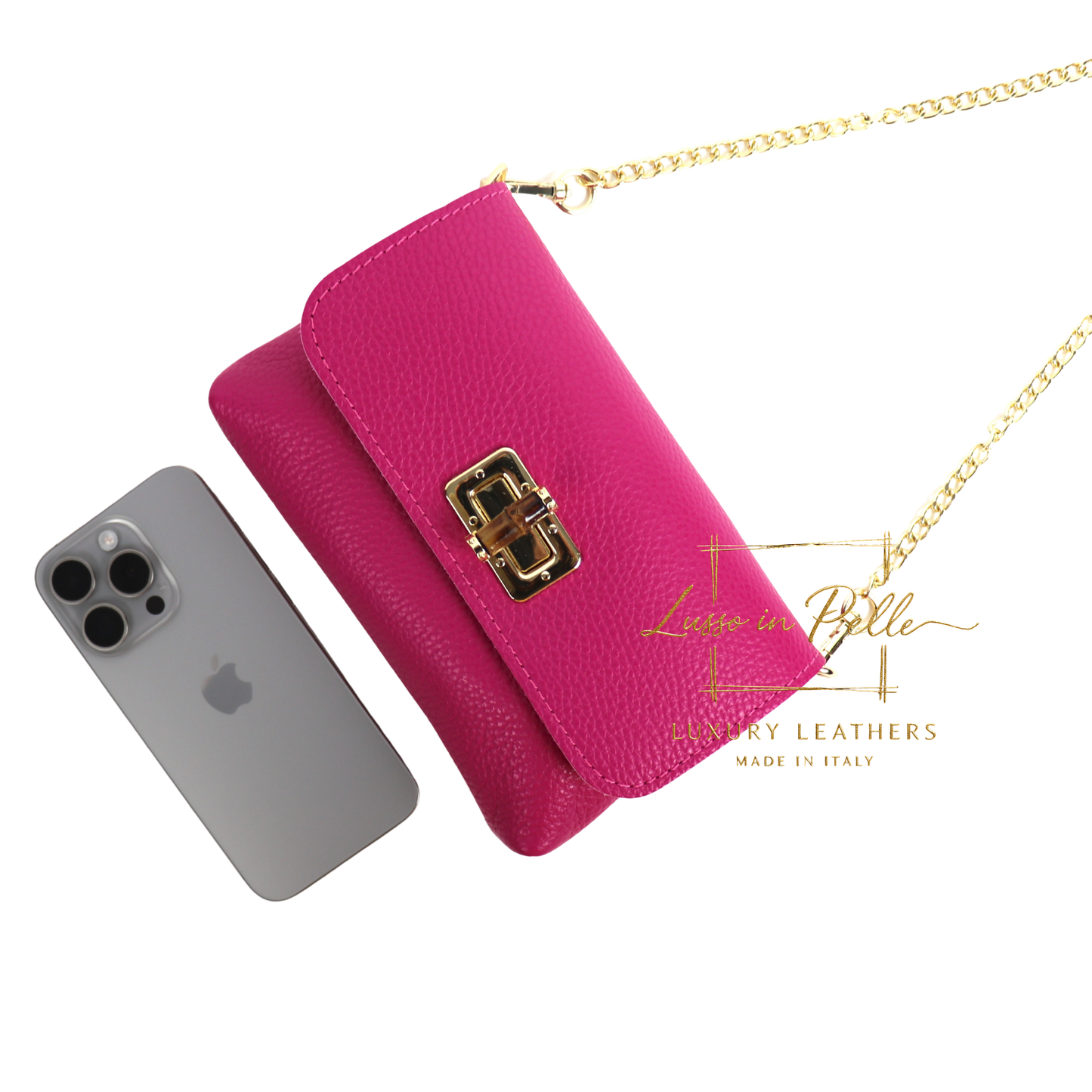 Small Pebbled Leather Clutch/Shoulder/Crossbody Bag with Bamboo-Style Clasp