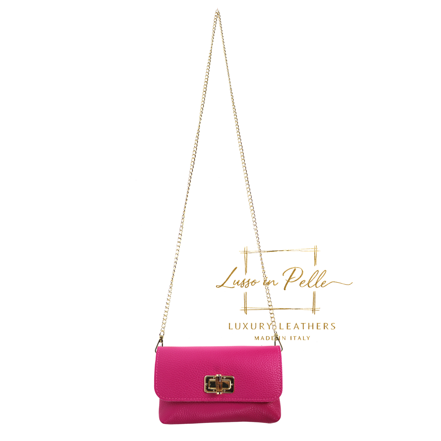 Small Pebbled Leather Clutch/Shoulder/Crossbody Bag with Bamboo-Style Clasp