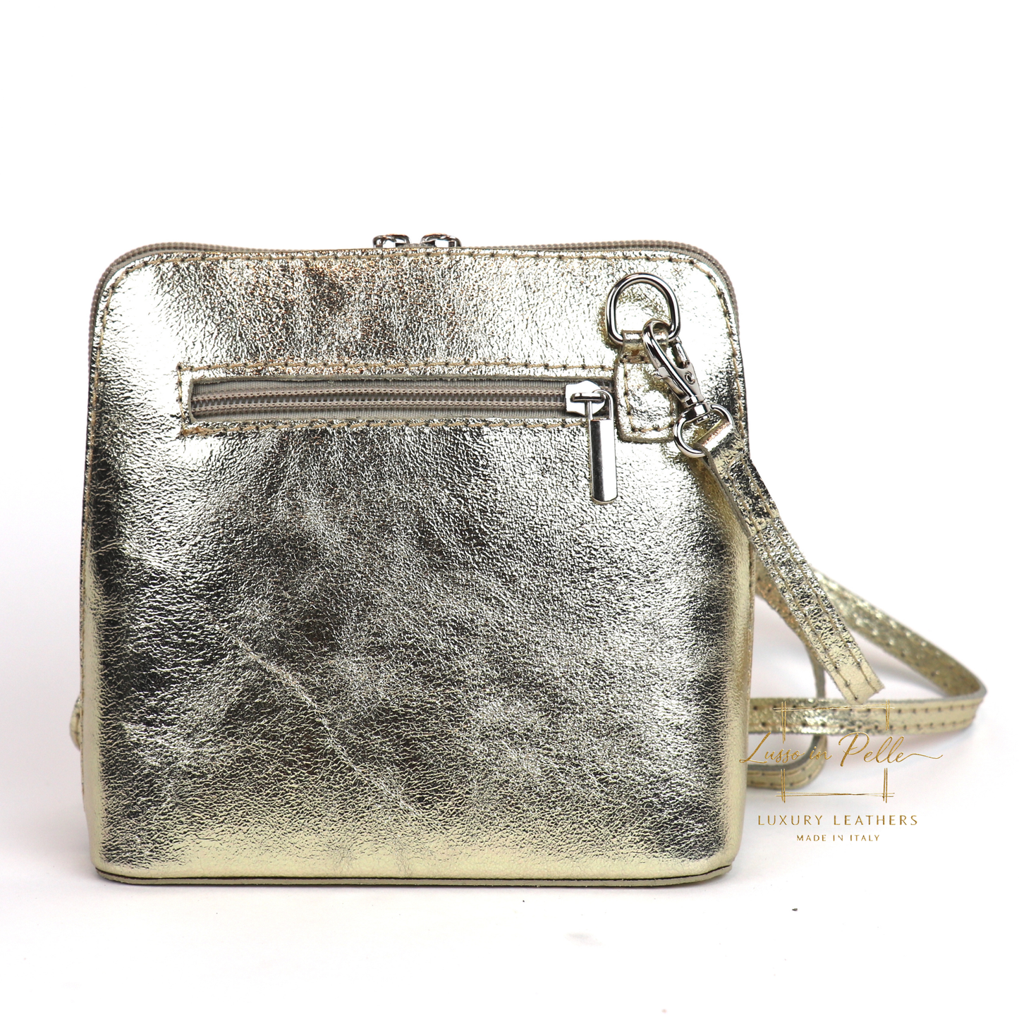Ella Small Metallic Genuine Italian Leather Handbag with Detachable Straps