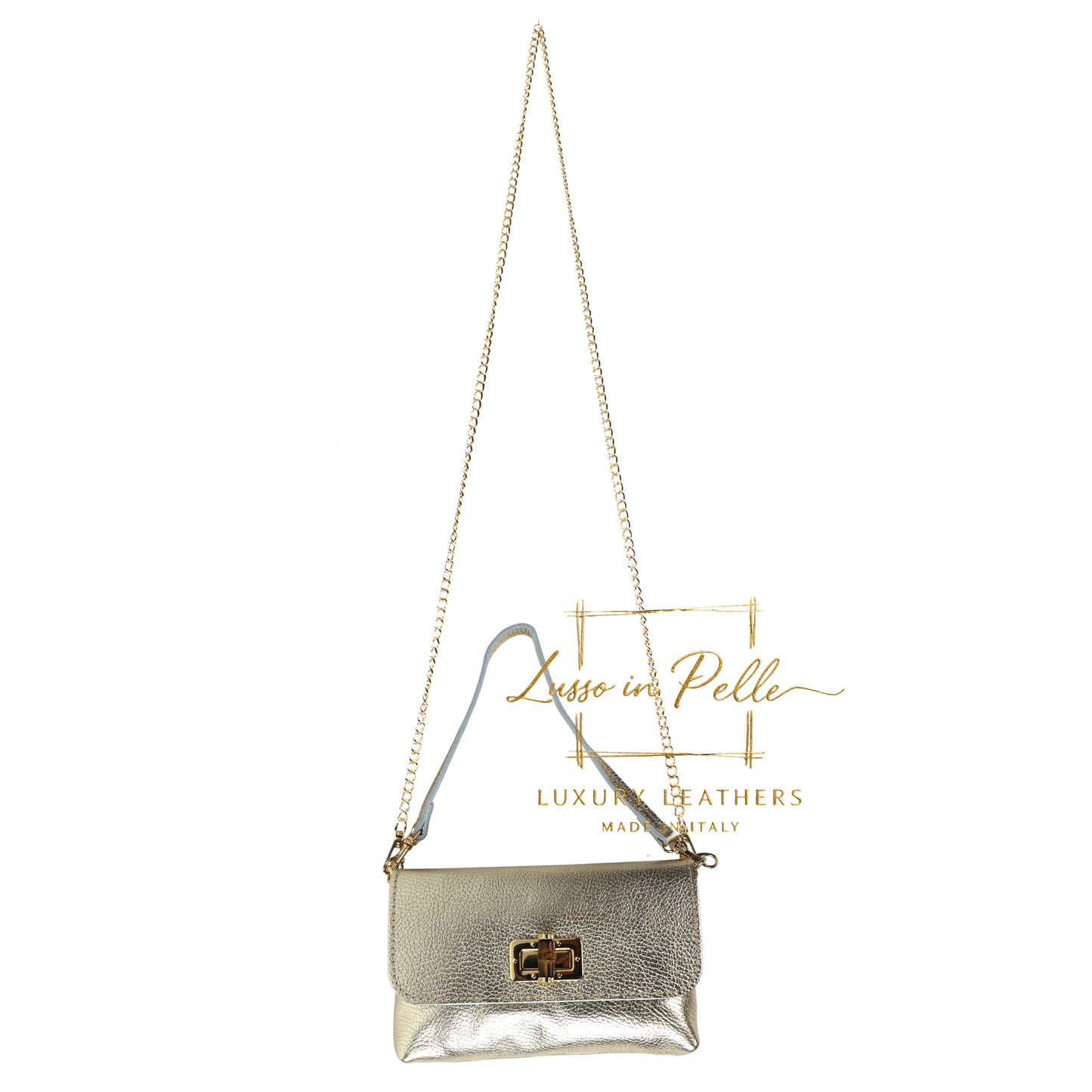 Small Pebbled Leather Clutch/Shoulder/Crossbody Bag with Bamboo-Style Clasp