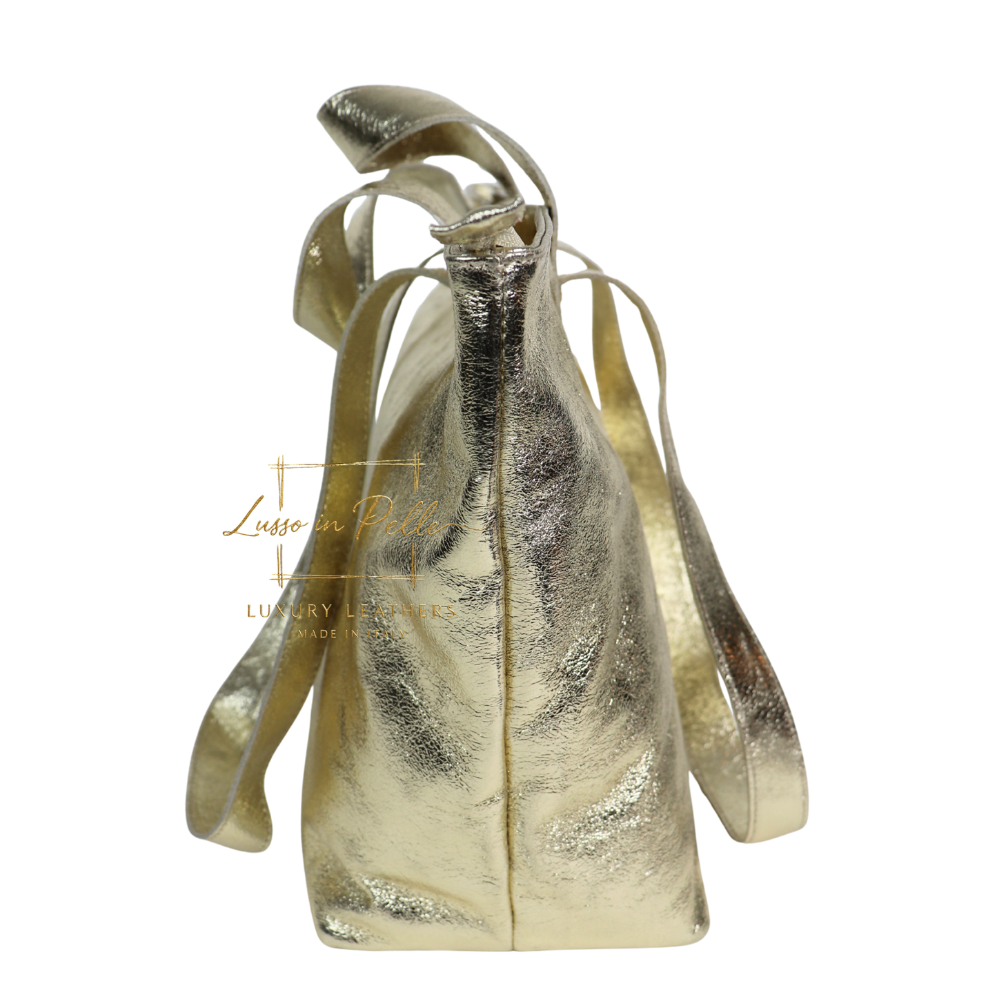Large Grain Leather Tote Bag with Top Handle and Long Straps