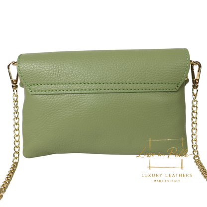 Small Pebbled Leather Clutch/Shoulder/Crossbody Bag with Bamboo-Style Clasp