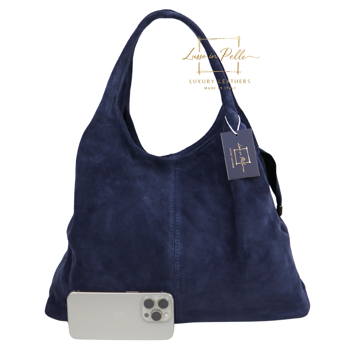 Lusso Double Handle Large Suede Shoulder Tote