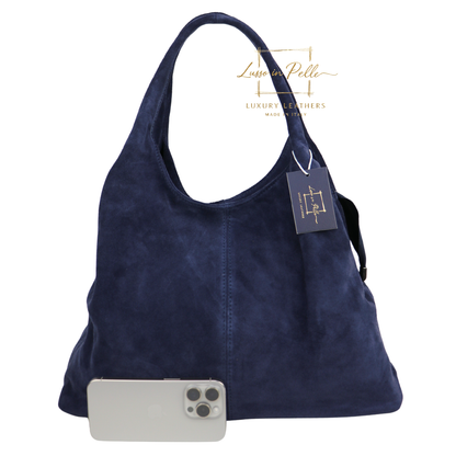 Lusso Double Handle Large Suede Shoulder Tote