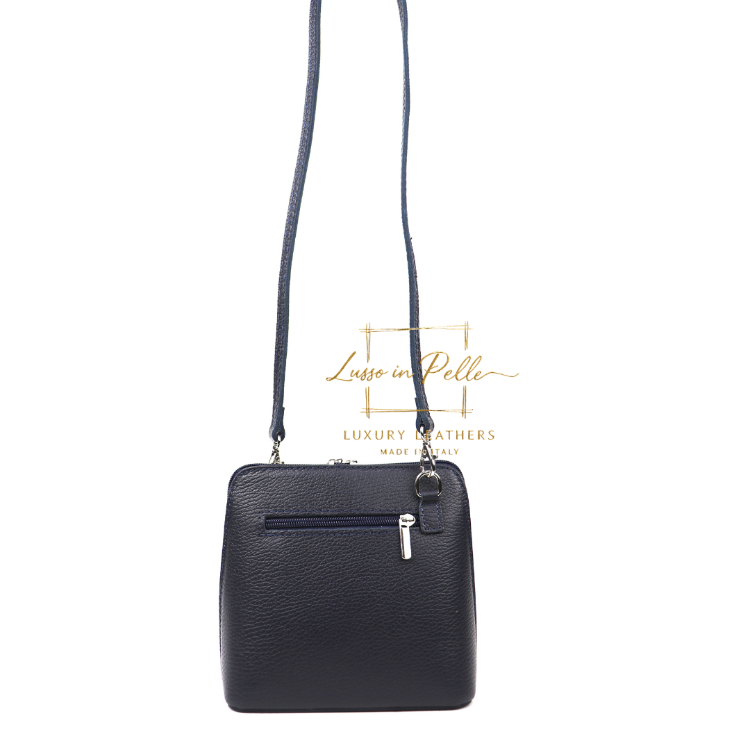 Small Suede Front Grain Leather Handbag with Detachable Straps