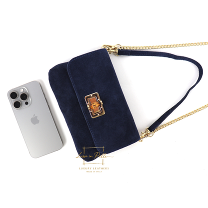Small Suede Timeless Chic Italian Suede Clutch/Shoulder/Crossbody Bag