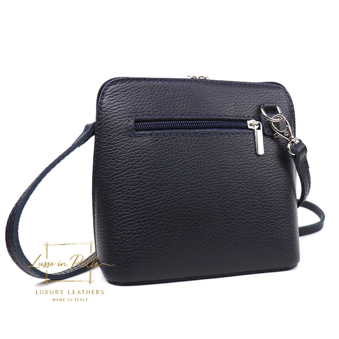 Small Suede Front Grain Leather Handbag with Detachable Straps