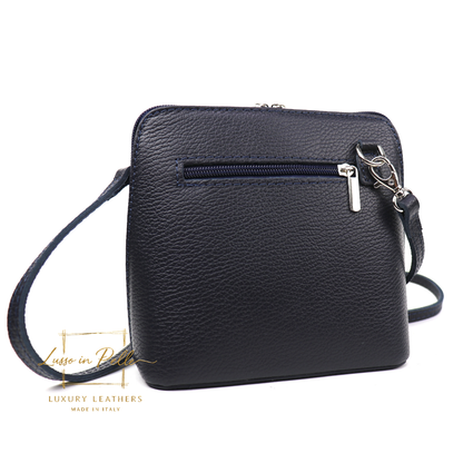 Small Suede Front Grain Leather Handbag with Detachable Straps
