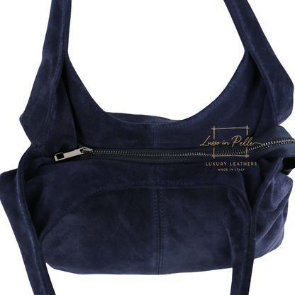 Lusso Double Handle Large Suede Shoulder Tote