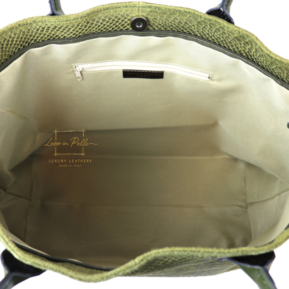 Suede Snake Print Two Style Large Shopper Bag