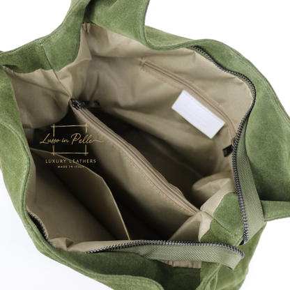 Lusso Double Handle Large Suede Shoulder Tote