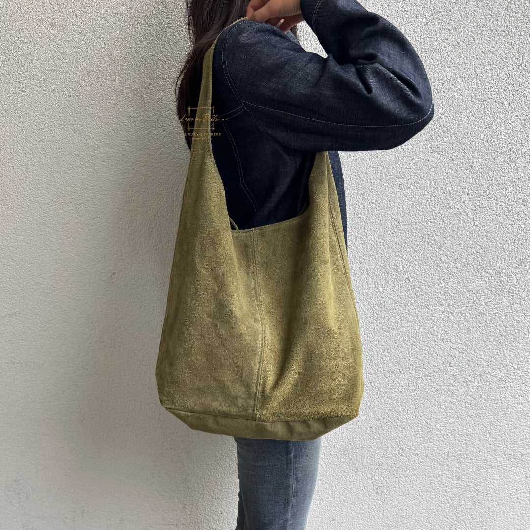 Cali Genuine Suede Hobo Slouchy Shoulder Bag