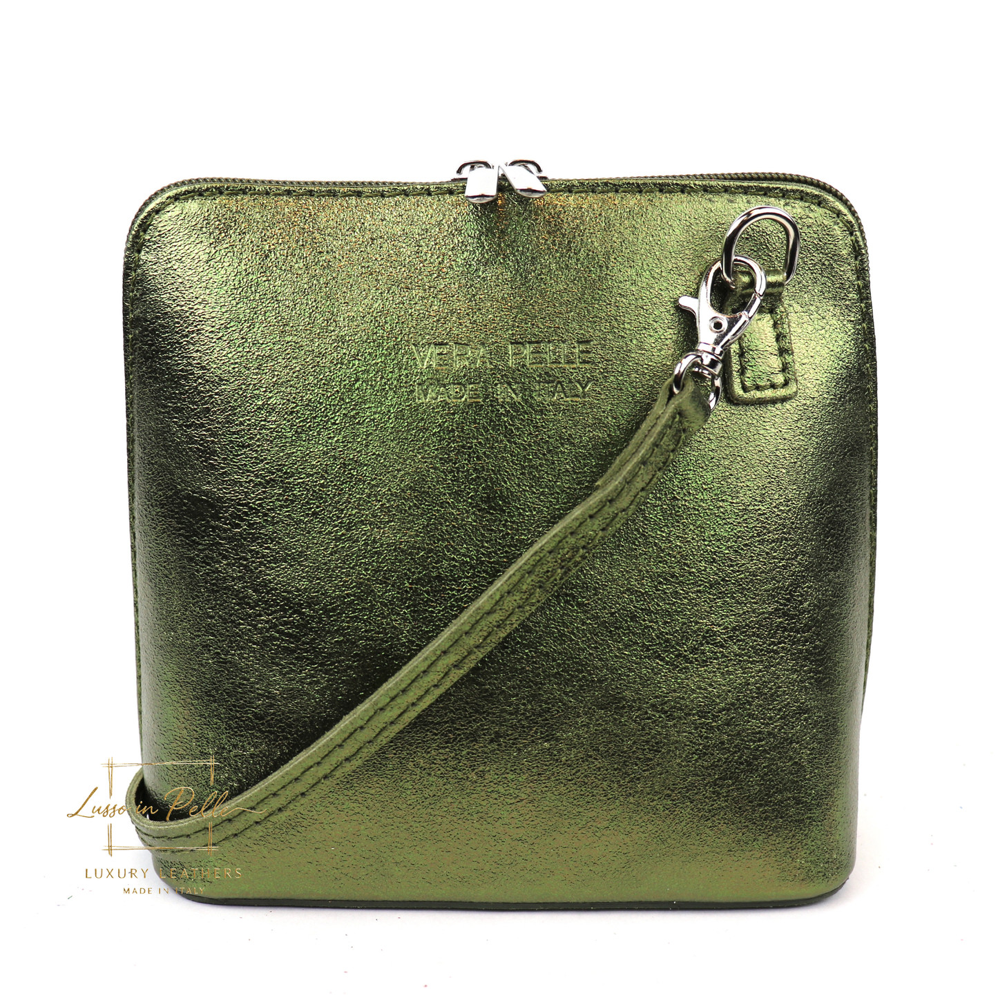 Ella Small Metallic Genuine Italian Leather Handbag with Detachable Straps